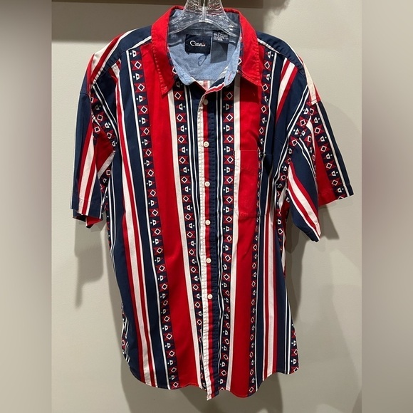 Men’s Vintage Catalina Red, White, and Blue Short Sleeve Button Down Size XL - Picture 1 of 11